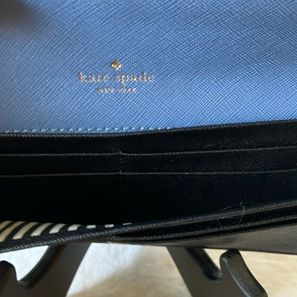 Kate Spade: Blue & Black Wallet - 10 card slots- coin area- Gold tone - Picture 9 of 16